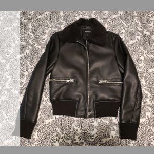 Express fur lined bomber moto jacket
